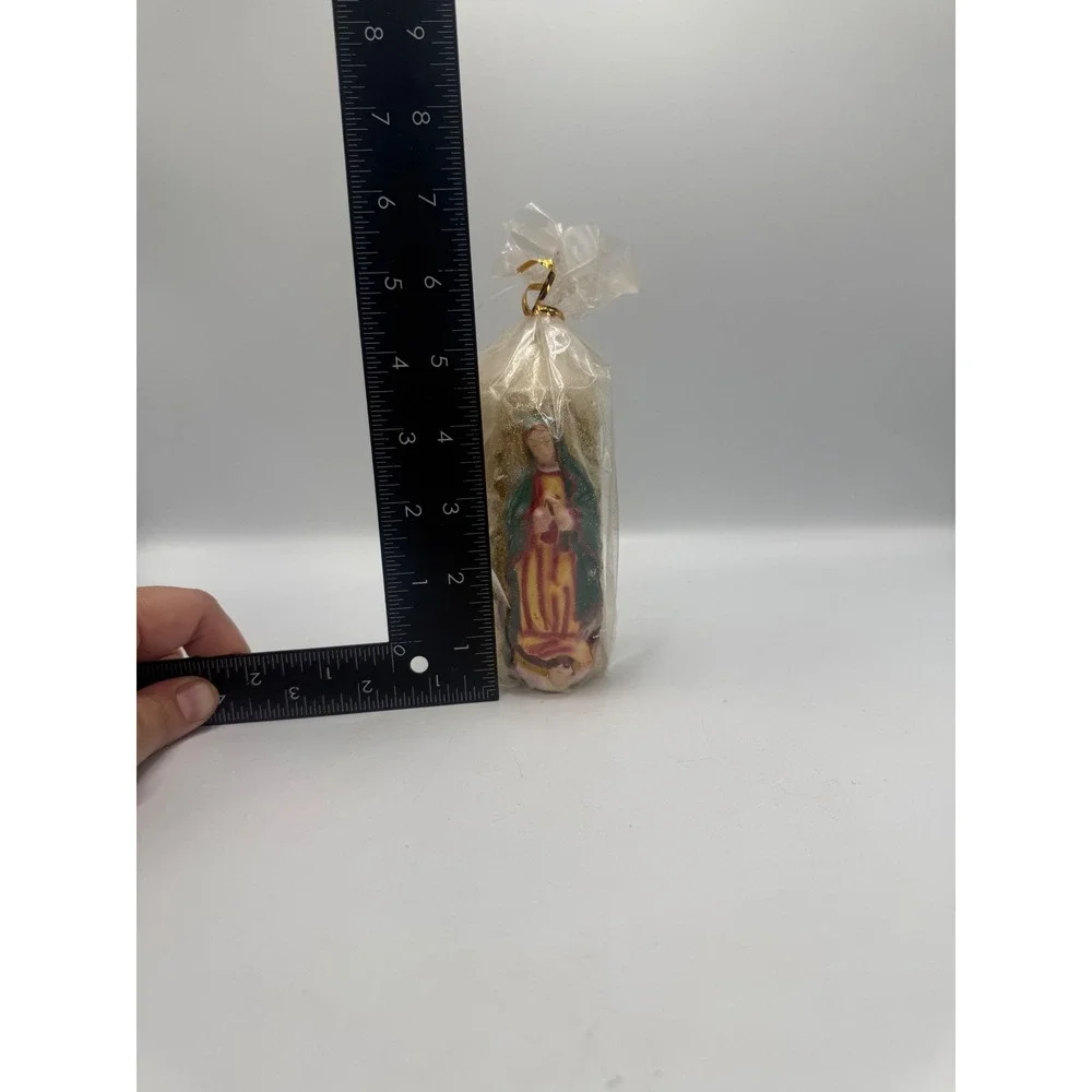 RareCandles Lady of Guadalupe Pillar Candle Religious Virgin Mary Glitter 6 inch